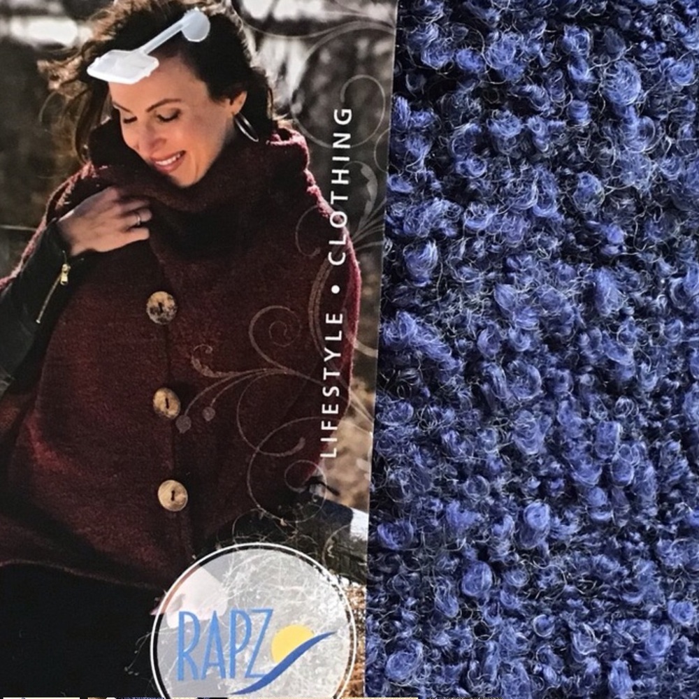 Navy Cozy Knit Poncho with Button Detail - Picture 2 of 8